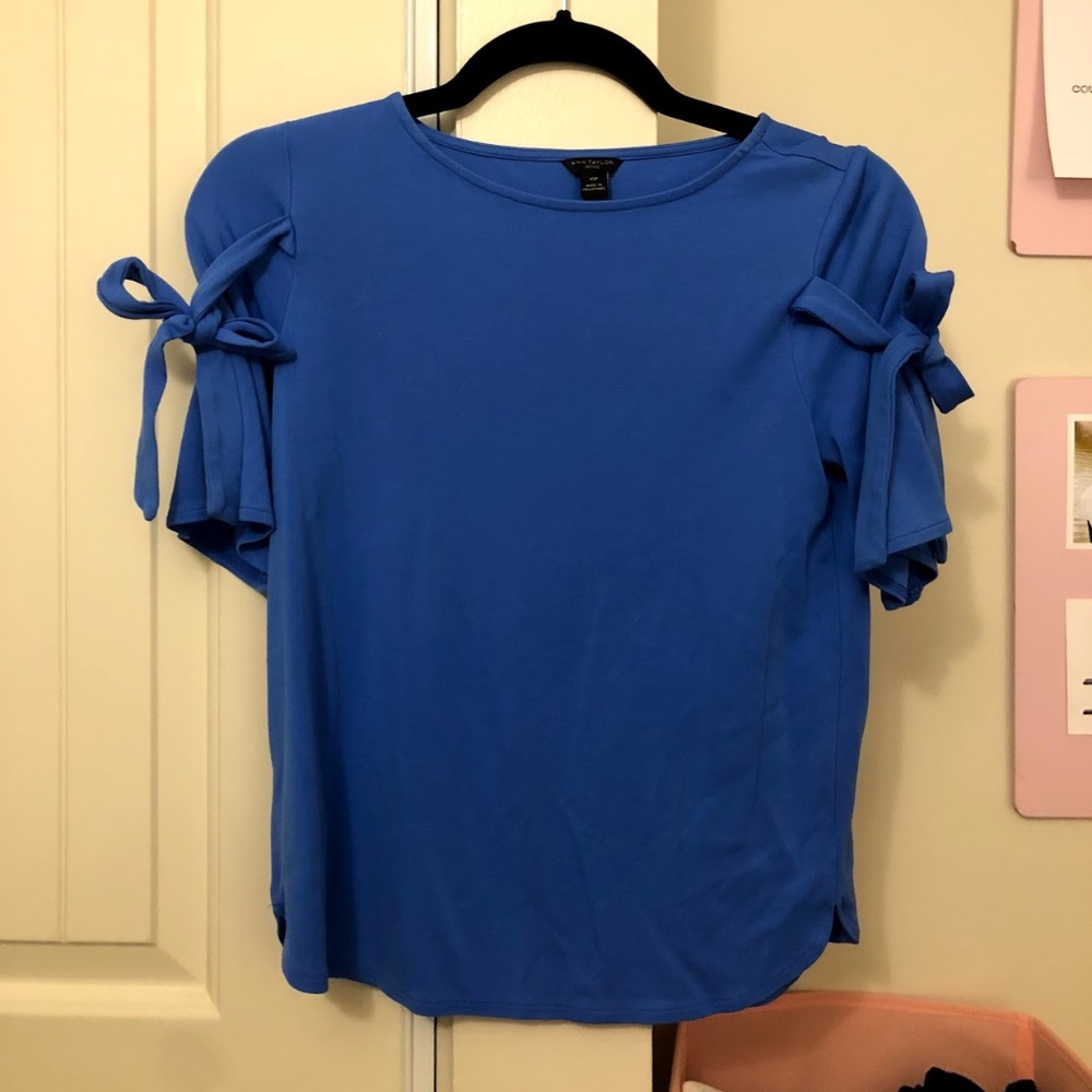 Blue Shirt w/ Ties on the shoulder